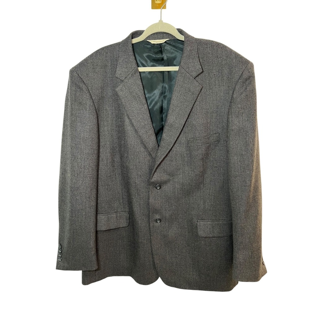 Pronto Uomo 100% Lambswool Blazer Charcoal Brown Micro Check Sport Coat 50 Long